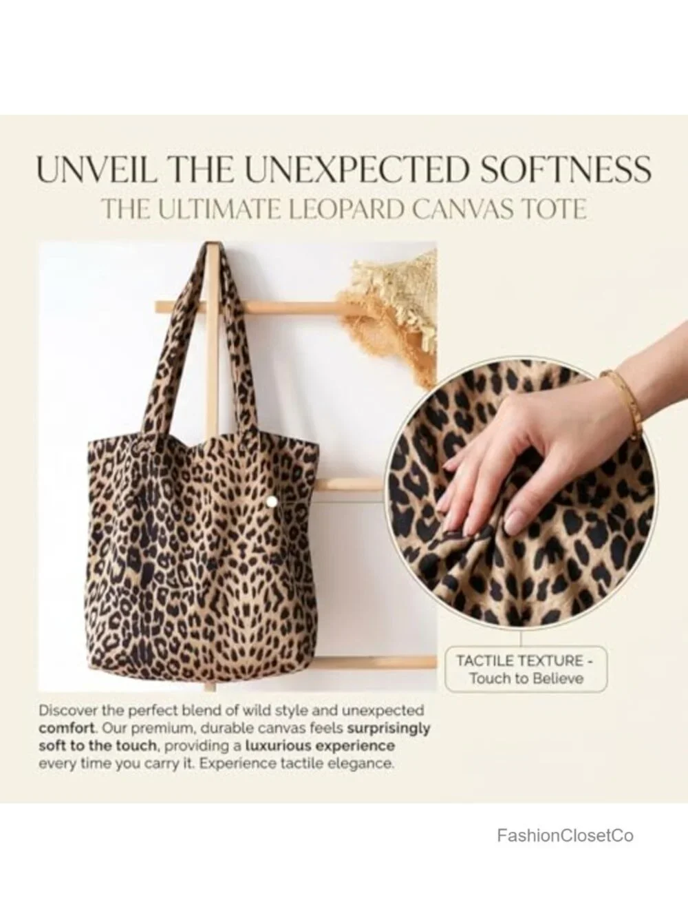 Women's Leopard Print Canvas Hobo Bag Lightweight Shoulder Tote for Work School